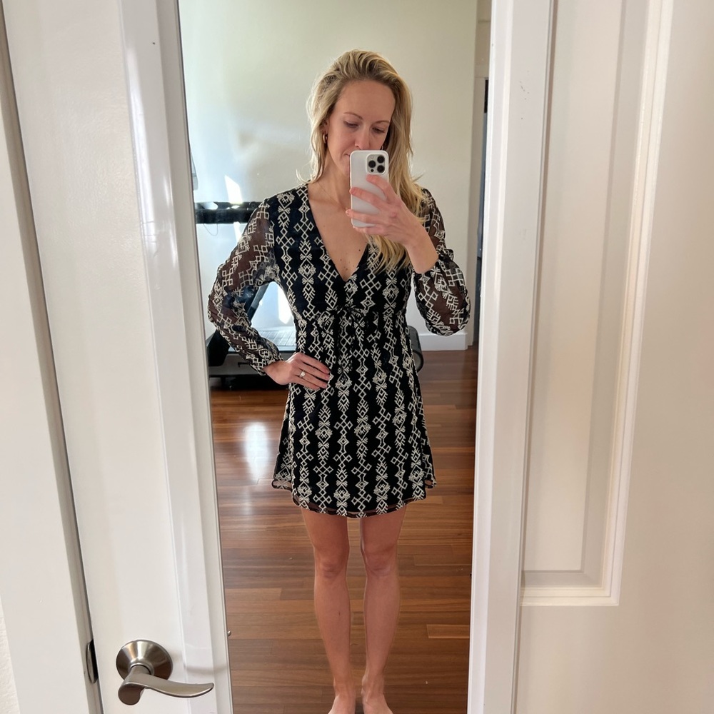 Black long sleeve mini dress